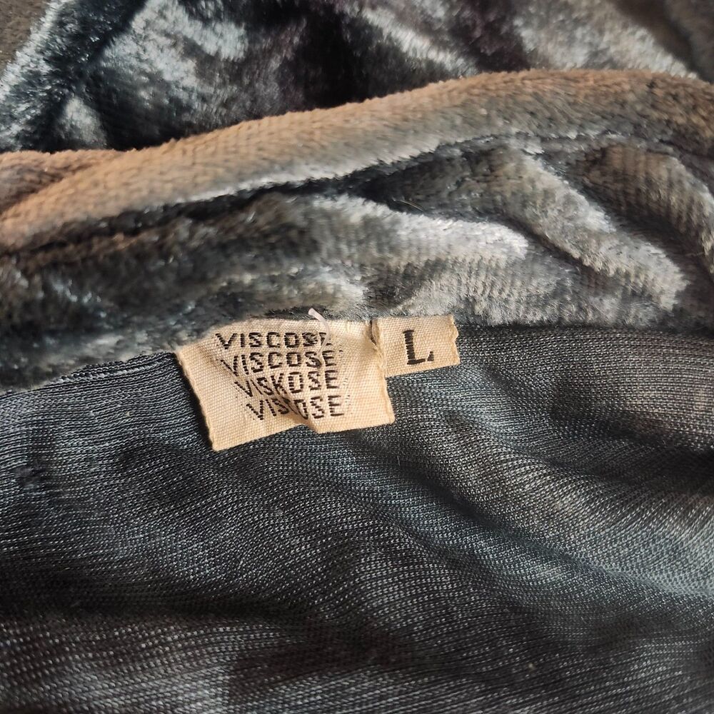 Turquoise Crushed Velvet Button Up Shirt XL Oversized Shacket Viscose Blend - Picture 6 of 6
